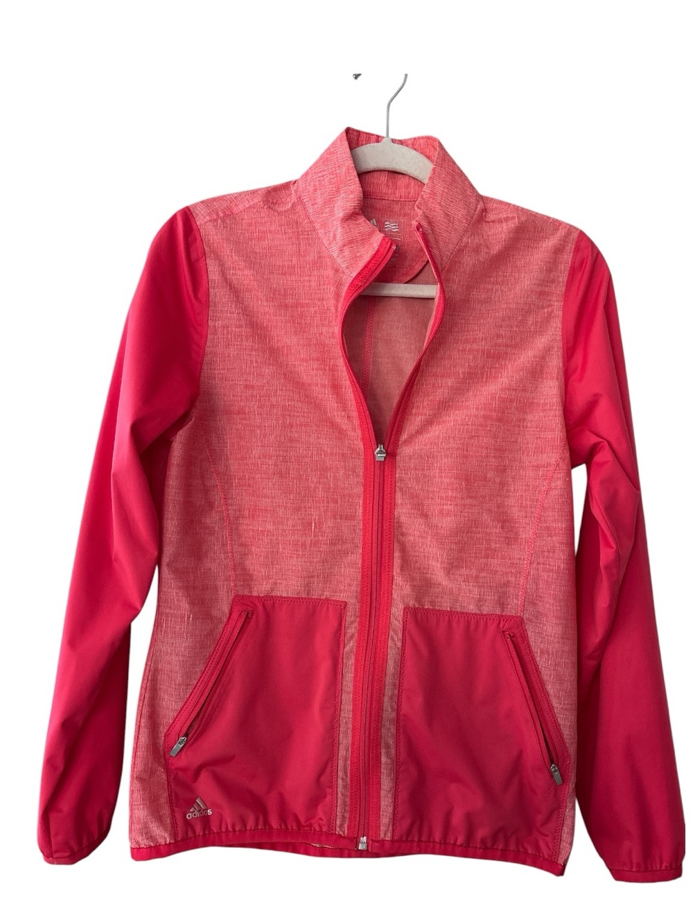 ADIDAS CLIMASTORM Wind Golf jacket SZ SMALL,coral salmon, full zip, nylon panels